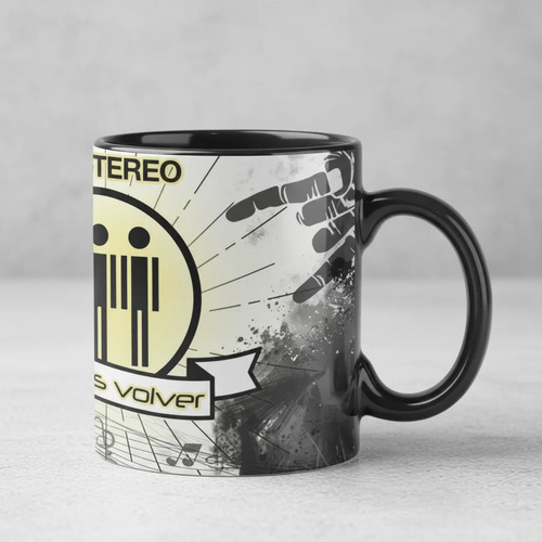 Taza Mágica De Soda Stereo Gracias Totales Bandas De Rock 04 Negro Stereo