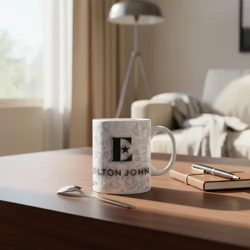 Taza Elton John Diseño Clásico Para Fans Blanco