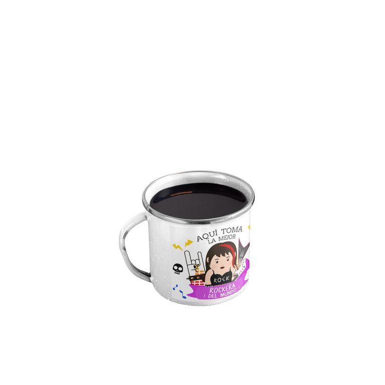 Taza Enlozada Estrella de Rock Femenina - Riffs y Rebeldía
