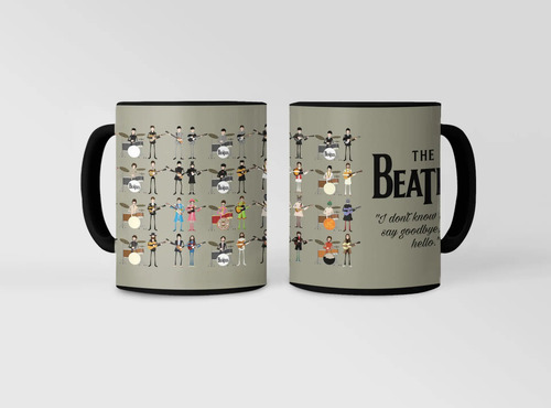 Taza Magica The Beatles Hello, Goodbye Bandas De Rock Negro The Beatles