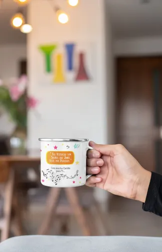 Taza Enlozada Con Notas Y Café - Maestro De Música