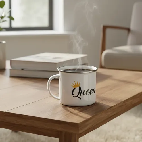 Taza Enlozada Queen - Elegancia Real Blanco