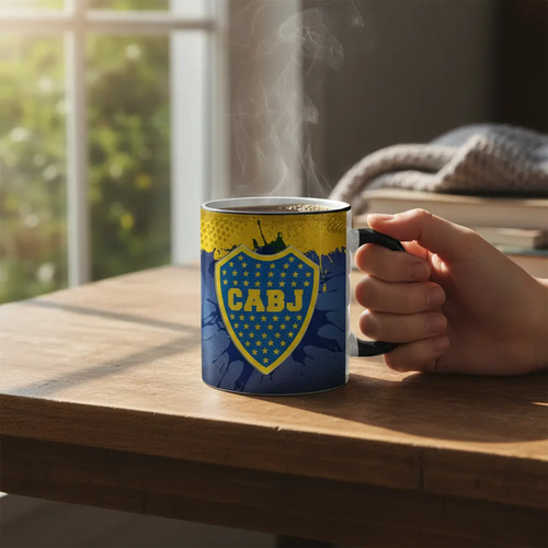 Taza Equipo De Fútbol Argentino Boca Juniors Pasión Xeneize Negro Fútbol