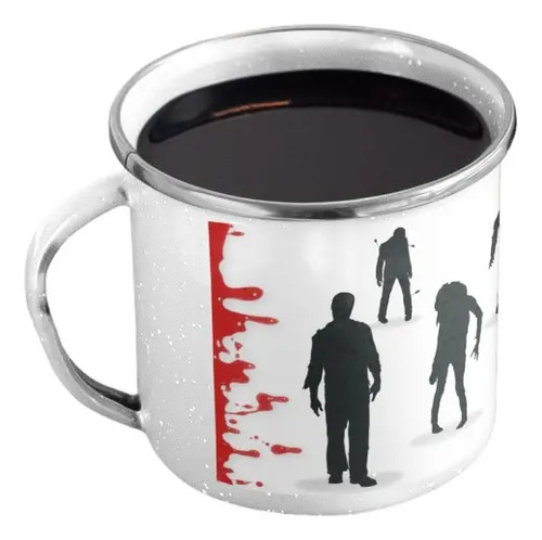 Taza Enlozada Supervivencia Zombie - Cazador De No Muertos Blanco