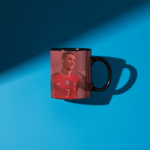 Taza Magica Cristiano Ronaldo Estrellas Del Futbol Portugal Negro Cristiano