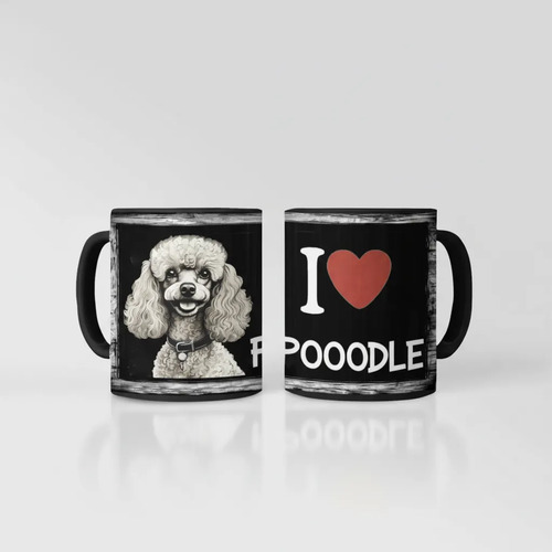 Taza Mágica Poodle Encanto Y Vitalidad Mascota Negro Mascota