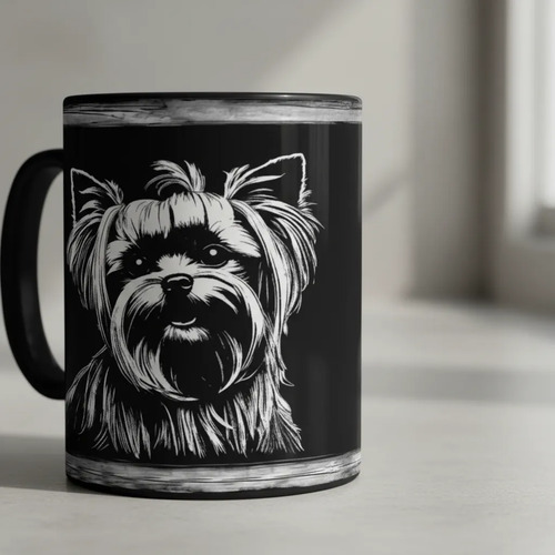 Taza Mágica Mascota Yorkshire Terrier Encanto Y Vivacidad Negro Mascota