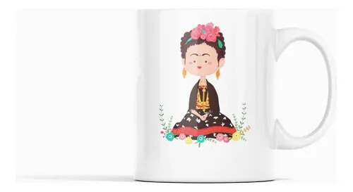 Taza Frida Kahlo - 'viva La Vida' En Colores Blanco
