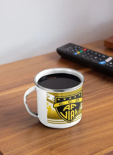 Taza Lechero Enlozado Club Fernández Vial Fútbol Chileno Negro Regalo Club