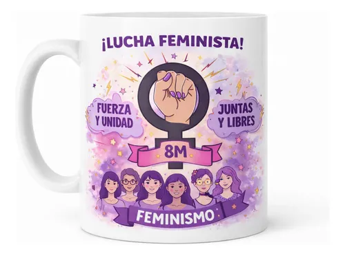 Taza Feminista 8m Lucha Feminista 350 Ml Lila Lucha 8m