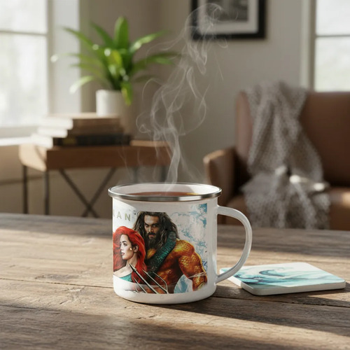 Taza Enlozada Reino De Atlantis - Aquaman Blanco