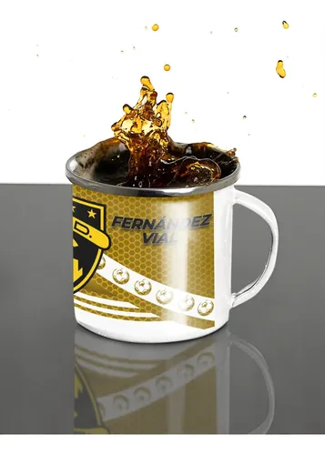 Taza Lechero Enlozado Club Fernández Vial Fútbol Chileno Negro Regalo Club