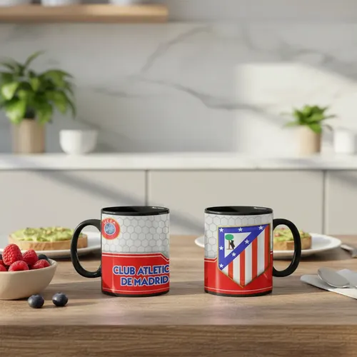 Taza Magica Club Atletico De Madrid Futbol Español Negro Fútbol