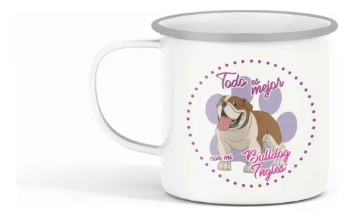 Taza Enlozada Bulldog Inglés - Amor Británico Blanco Bulldog Inglés Regalo