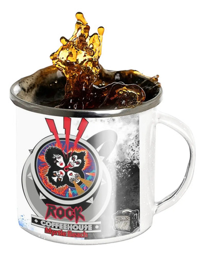 Taza Enlozada Kiss Bandas De Rock Blanco Kiss Bandas De Rock