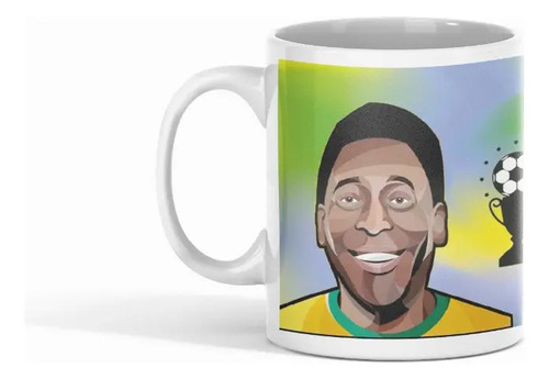 Taza Pelé - Ideal Para Coleccionistas De Fútbol Blanco