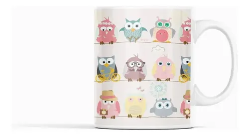 Taza Búhos Mandala - Patrones Que Despiertan Blanco