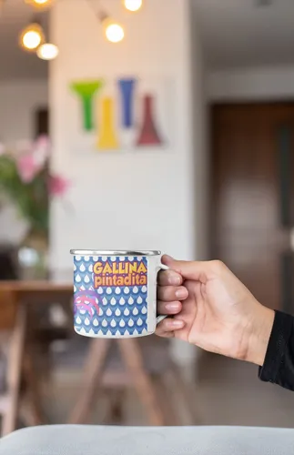 Taza Enlozada La Gallina Pintadita - Cantos Y Colores Blanco La Gallina