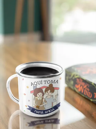 Taza Enlozada Mamá Amiga - Amor Incondicional Blanco Mamá Incondicional