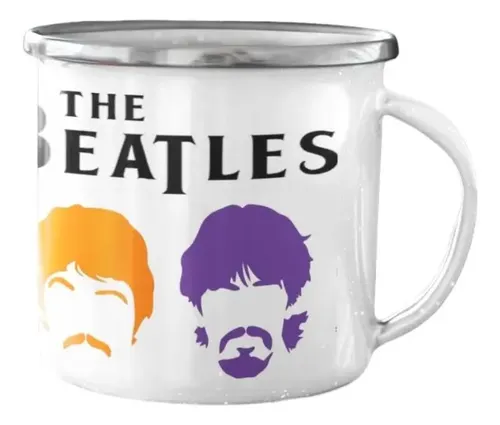 Taza Enlozado The Beatles Paul Jhon Ringo Blanco