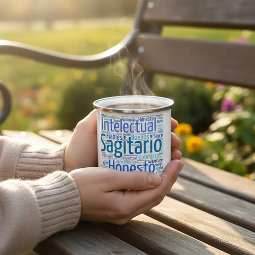 Taza Enlozada Sagitario - Espíritu Libre Blanco