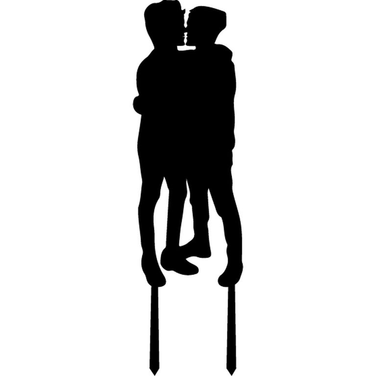 Topper Torta Matrimonio LGBTQ+ Abrazo Íntimo MDF Negro 15x15 cm
