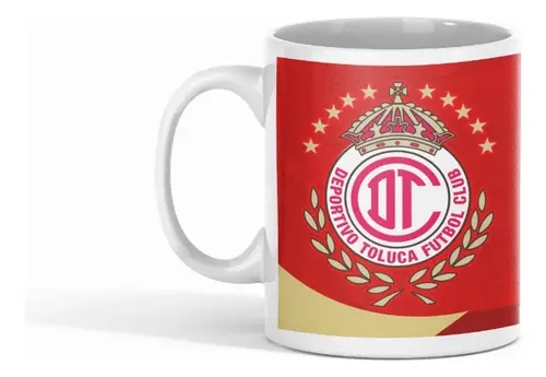Taza Toluca - Diablos Rojos Ardientes Futbol Mexicano Blanco