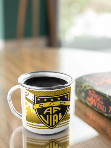 Taza Lechero Enlozado Club Fernández Vial Fútbol Chileno Negro Regalo Club