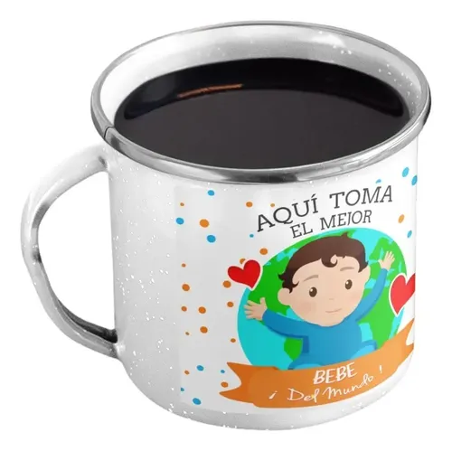 Taza Enlozada Mejor Bebé Del Mundo - Sonrisas Y Cariño Blanco Mejor Bebé Del