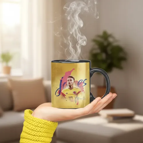 Taza Magica James Rodriguez Estrellas Del Futbol Colombia Negro James Rodriguez