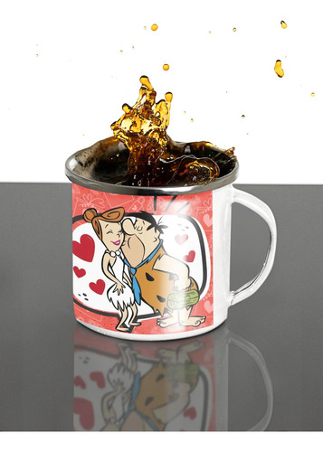 Taza Enlozada Lechera Pedro Picapiedra Los Picapiedras Blanco Regalo Cumpleaños