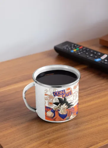Taza Enlozada Goku De Dragon Ball Energía En Cada Sorbo Blanco Dragon Ball
