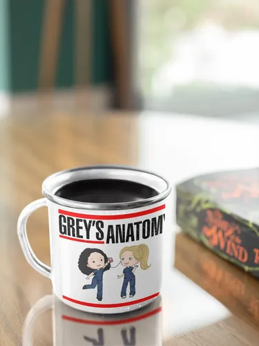 Taza Enlozada Corazones Y Cirugías - Greys Anatomy Blanco Regalo Corazones Y