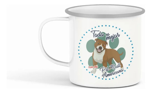 Taza Enlozada Pitbull - Fuerza Y Lealtad. Blanco Pitbull Regalo Mascota