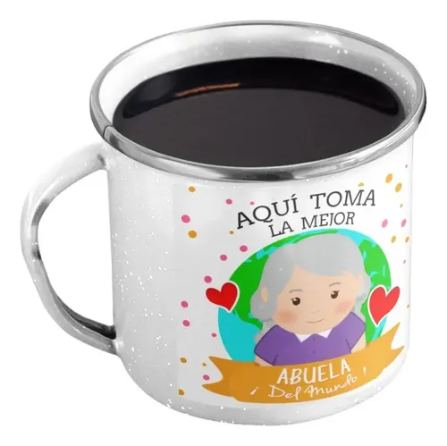 Taza Enlozada Mejor Abuela Del Mundo - Dulzura Y Sabiduría Blanco Mejor Abuela