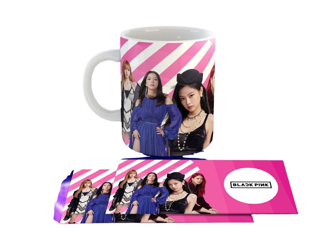 Taza Ceramica 11oz K-Pop Insp Blackpink Rayas Rosa