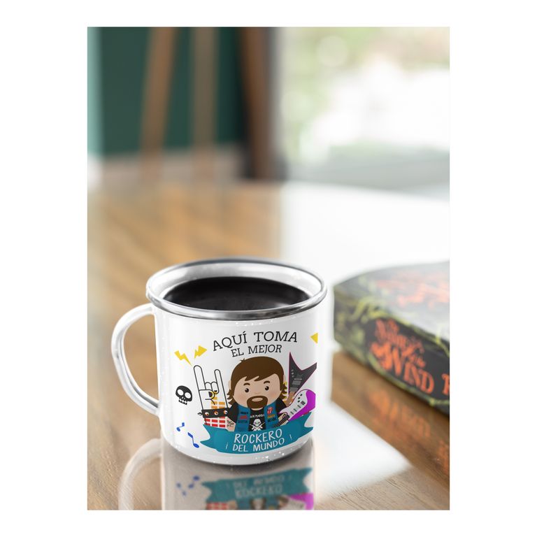 Taza Enlozada Guitarra y Grit - Rock Puro