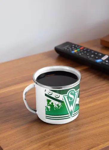 Taza Lechero Enlozado Club Santiago Wanderers Fútbol Chile Blanco Regalo Club