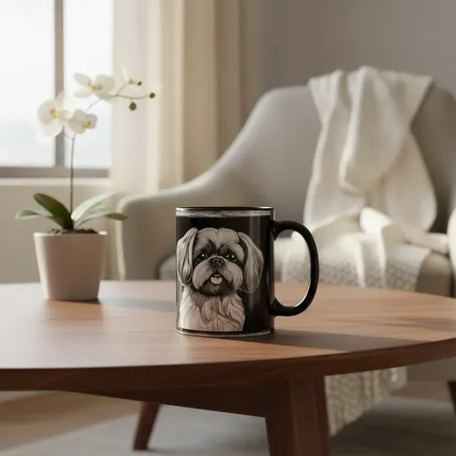 Taza Mágica Mascota Shih Tzu Elegancia Y Alegría Negro Mascota