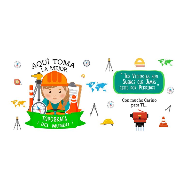 Taza Enlozada Café y Coordenadas - Día de Topógrafa