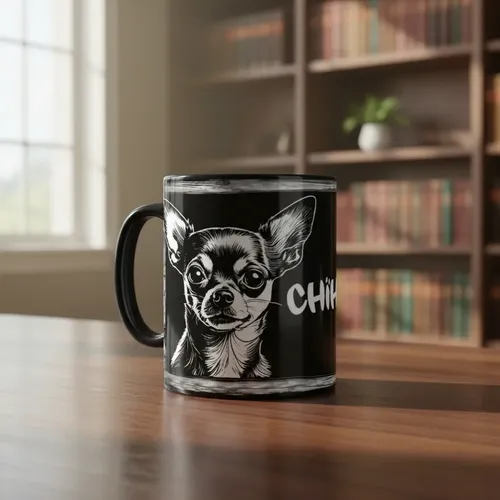 Taza Mágica Mascota Chihuahua Estilo Y Personalidad Negro Mascota