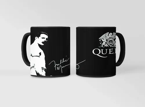 Taza Mágica Fredy Mercury Bandas De Rock 02 Negro Fredy Mercury