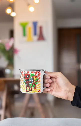 Taza Enlozada Iron Man & Deadpool - Duelo De Ingenios Blanco