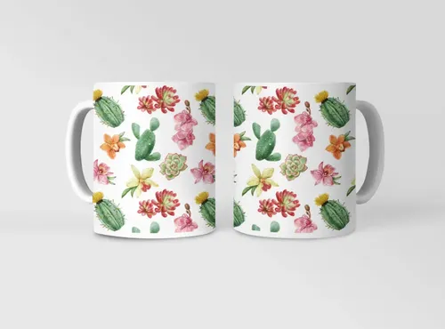 Taza Cactus - Diseño Fresco Y Moderno Blanco