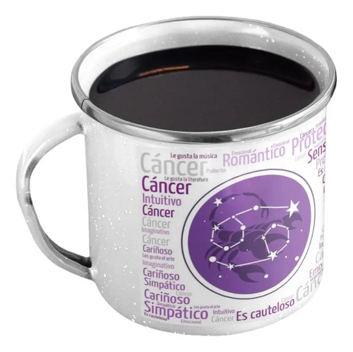 Taza Enlozada Cáncer - Intuición Y Protección Blanco