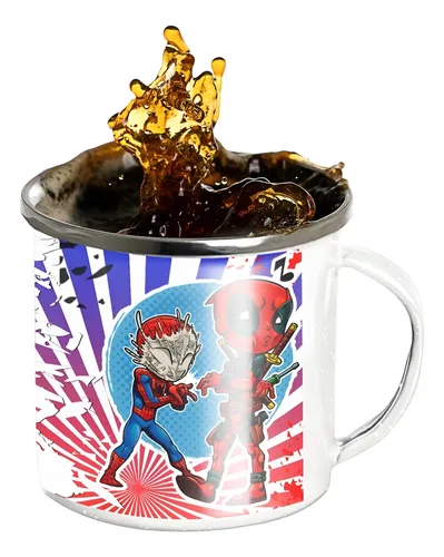 Taza Enlozada Aventuras Tejidas - Deadpool Y Spider-man Blanco Deadpool Vs