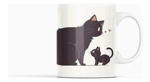 Taza Gatos Curiosos Diseño Con Gatos Y Detalles Divertidos Blanco