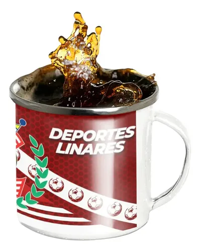 Taza Lechero Enlozado Club Deportes Linares Fútbol Chileno Negro Regalo Club