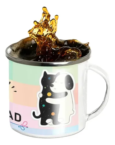 Taza Enlozada Amistad Gatuna Para Amantes De Los Gatos Blanco Amistad Gatuna