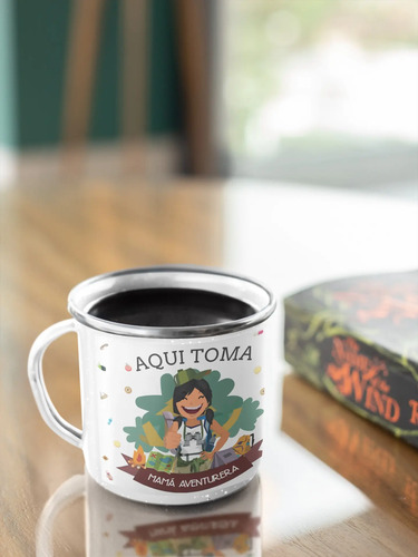 Taza Enlozada Mamá Aventurera - Explora Y Sueña Blanco Mamá Aventurera